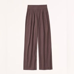 Abercrombie Ultra Wide Leg Linen Pants Brown